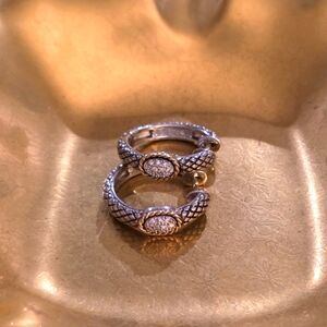 Andrea Candela 18K Gold, Pavé Diamonds, and Sterling Silver Hoop Earrings